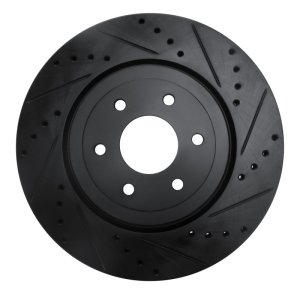 Nissan Pathfinder Brake Rotor (1) - Front Right - R1 Concepts - Drilled & Slotted - Black - `08-`11